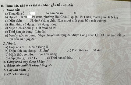 Bán nhà C4 K50 PASTEUR, Hải Châu, Đà Nẵng